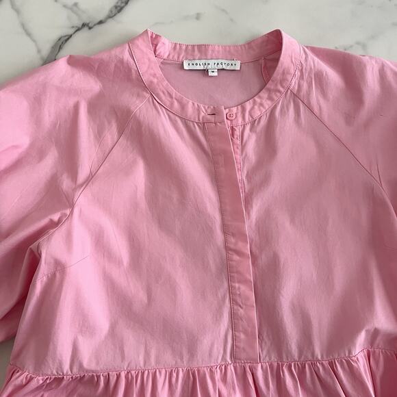 English Factory short puff sleeve Tiered midi Sundress pink Sz Small Balletcore - Picture 6 of 11